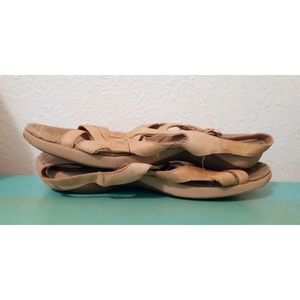 Merrell Agave Tan Leather Crisscross Slingback Sandals Women's Footwear SZ 8
